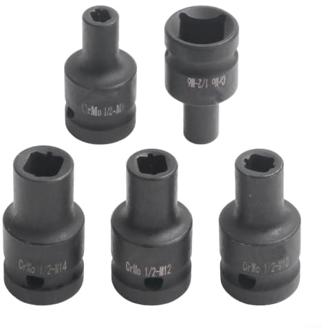 Juego de 5 llaves de vaso cuadradas para reenhebrar grifos con 1/2 para conductores eléctricos