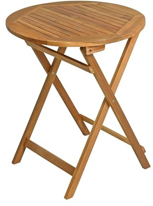 ESTEXO Balkontisch Klapptisch Holztisch Ø 57 cm Rund Gartentisch Tisch Akazie 72,5 cm