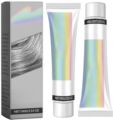 Lot de 2 colorations pour cheveux gris argenté, 2 en 1, en argent métallisé, avec extraits alimentaires naturels, couleur durable, améliore la brillance et la souplesse des cheveux