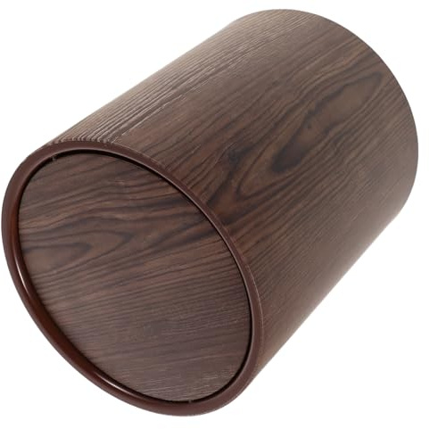 CONGARTENO Papelera Tapa Abatible de Tamaño Mediano Diseño Retro en Acabado Madera Nogal Material Plástico PP Resistente Gran Capacidad para Oficina Baño y Cocina Papelera Decorativa