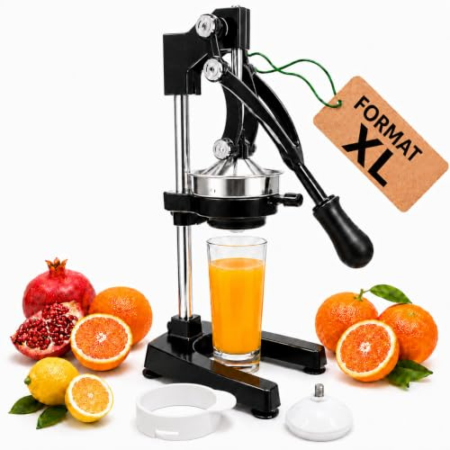 Manuelle Saftpresse Edelstahl 304, 48 cm, mit 2 Pressaufsätzen