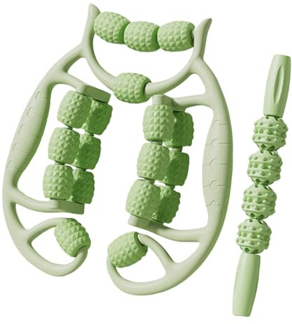 SheerFaring Rodillo Muscular Manual Rodillo Relajante Muscular Masaje Circular Pinza para Pierna Herramienta de Masaje de Cuerpo Material Resistente PP Mango, Verde