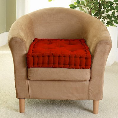 Rohi Supportive booster cushions for armchairs - Soft to Touch Kitchen, Garden, Patio Thick Seat Pad booster cushion - 100% Cotton Cover (Red)