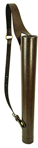 elToro Prime Rückenköcher Pure rund – traditioneller Bogenköcher aus dunkelbraunem Glattleder mit Webfelleinlage, verstellbarem Schultergurt, für Langbogen und Recurve