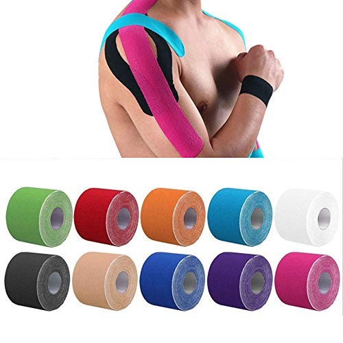Vogueing, bende elastiche per sport, autoadesive, per polsi, distorsioni della caviglia e gonfiore – 3 rotoli di bendaggi coesivi (pelle)
