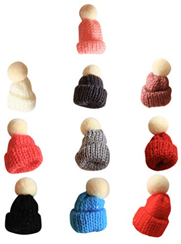 Amosfun 10 Stück Mini Weihnachtsmützen Strickmützen Set 5X3X2Cm Santa Hüte Für Diy Weihnachtsbaum Deko Und Festliche Partyaccessoires