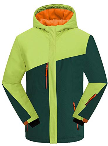 PHIBEE Big Boys' Waterproof Breathable Outdoor Warm Snowboard Ski Jacket Green 8