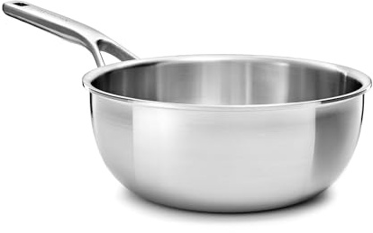 KitchenAid Multiply 3PLY Stainless Steel 20 cm/2.36 Litre Chef's Pan, PFAS Free, Triply, Multiclad, Induction Suitable, Oven Safe up to 220°C, Silver
