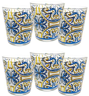 ARCA Bicchieri d'Acqua in Vetro | Set da 6, Colorati | Made in Italy | Collezione Vietri | Lavabili in Lavastoviglie e Resistenti agli Urti | 30cl