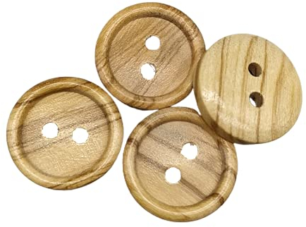 BOTIBOTON - 50 Olivenholzknöpfe - 2 Löcher - Verschiedene Größen (10, 12, 15, 18, 20 und 25 mm) - Nähzubehör - Hergestellt und versandt aus SPANIEN (15 mm)