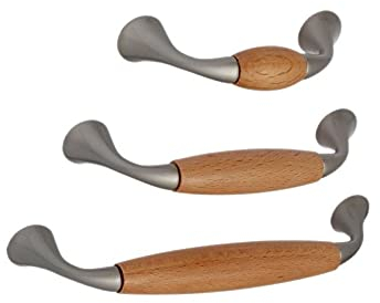 dilou Möbelgriffe aus Zink/Mittelteil Holz in 4 Farben und 3 Längen Halter Griffe Schrankgriff Schubladengriff (96mm, buche)