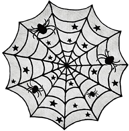TENDYCOCO Halloween Spinnennetz Tischdecke, Schwarz, 1 Stück | Spitzenstruktur mit Spinnennetzmuster für Party, Küche und Restaurant