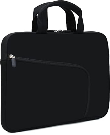 XMBFZ Laptop Sleeve 14 15 15.4 15.6 Chromebook Case Ultrabook Case Notebook Sleeve PC Messenger Bag Tablet Case Neoprene Handle Sleeve for Kids Men Women, Two Pockets for Men (Black)