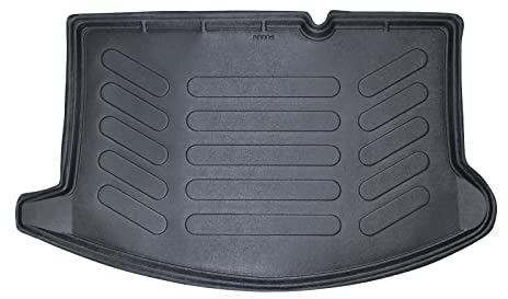 Trimak Passgenau 3D Kofferraumwanne Kompatibel mit Ford Fiesta 2008-2017 Kofferraummatte Schutzmatte Auto Zubehör Antirutschmatte Kantenschutz TPE Gummi Dauerhaft Schwarz