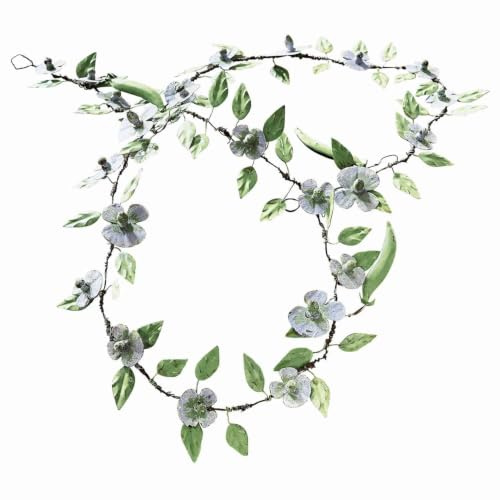 Loberon Girlande Cecilia, blau/grün | Handgefertigt & Handbemalt, Veilchen -Nachbildung, Nostalgischer Charme, Dezentes Antik-Finish, Biegsam, Dekoration, Eisen