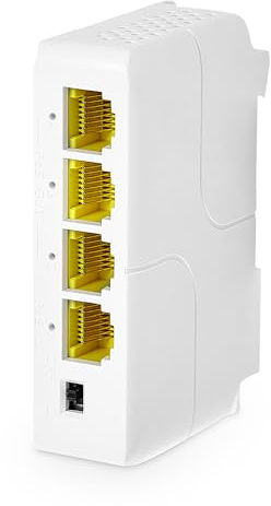 MokerLink 4 Port Gigabit PoE Extender, IEEE 802.3 af/at PoE Repeater, 10/100/1000Mbps, 1 PoE in 3 PoE Out, Wandanschluss Din Rail Mount POE Passthrough Switch