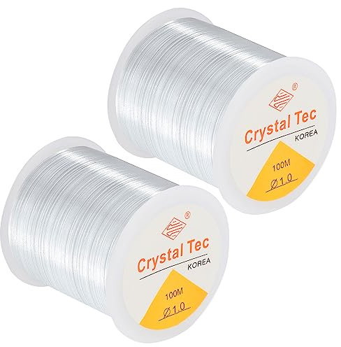 2 stycken 100 m elastisk transparent sladd, nylonsnöre transparent slitstark, 1 mm stretch tråd hantverk smycken armband tillverkning sladd, för armband hantverk smycken armband tillverkning snören