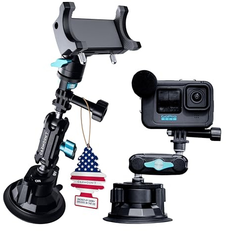 CARMOUNT TitanX100 Heavy Duty Car Mount – 2025 Model, Universal Dashboard & Windshield Cell Phone Car Mount, Adjustable Suction Cup Phone Mount (TitanX100 Pro)