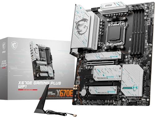 MSI X670E Gaming Plus WiFi Mainboard, ATX - Unterstützt AMD Ryzen 7000 Prozessoren, AM5-14 Duet Rail 80A SPS, DDR5 7800 MHz/OC, PCIe 5.0 x16, M.2 Gen5, 2.5G LAN, Wi-Fi 6E