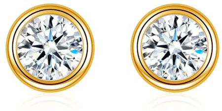 Deyanse Klein Ohrringe, 925 Sterling Silber Ohrstecker für Damen Mädchen Kinder, Hypoallergen 5mm Rund Zirkonia Ohrringe, Gold Schlafen Knorpel Ohrschmuck mit Geschenk Box