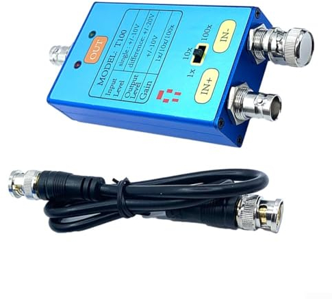 T100 1X/10X/100X Oscilloscope Differential Probe, 10M Bandwidth to Amplify Weak Signal Support Differential and Single-ended Input