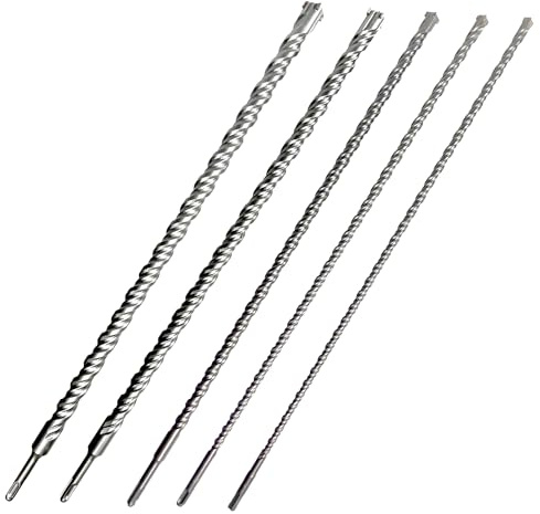CAVATINY SDS Plus Bohrer Set 5-teilig, 600mm lang, Durchmesser 10/12/16/22/25mm mit 4 Schneiden, hartmetallbestückt, SDS Plus Bohrersatz, ideal für Bohrungen in Ziegel, Zement, Stein und Beton
