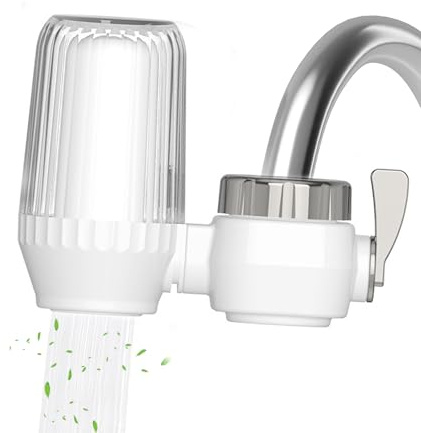 Wasserfilter Wasserhahn, Wasserfilter für Den Wasserhahn, Wasserhahn Filte für Zuhause, Küche, Wasserfilter für Wasserhahn, ntfernt Chlor, und Schlechten Geschmack (1 Filter Enthalten) (Silber)