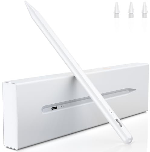 Lápiz para iPad 2018-2025 - Carga Rápida, Rechazo de Palma, Detección de Inclinación-Stylus Pencil para Apple Pencil con iPad A16/11/10/9/8/7/6, Air 3/4/5/M3/M2, Mini 6/5, Pro 3/4/5/6/M4