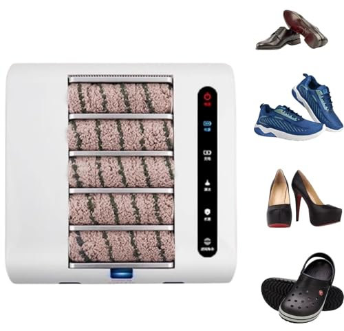LFfwynog Cireuse à Chaussures à Double Tampon, polisseuse à Chaussures à Induction Automatique Rechargeable, frottant + Aspirant, 2 en 1, Nettoyage sans Eau pour la Maison, Le Bureau