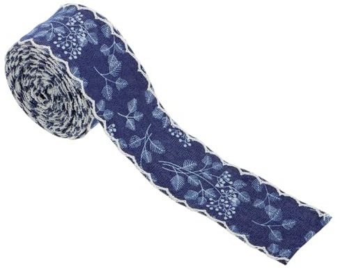 Jeansband 3,8cm mit Spitzenkante, für Selbstgemacht Mode und Bastelprojekte | Polyester, Vielseitig Einsetzbar für Haaraccessoires und Näharbeiten, Länge
