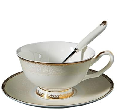 Ensemble de tasses à café de luxe en porcelaine anglaise de style européen avec motif en relief, tasses à thé britanniques élégantes pour les amateurs de thé et de café