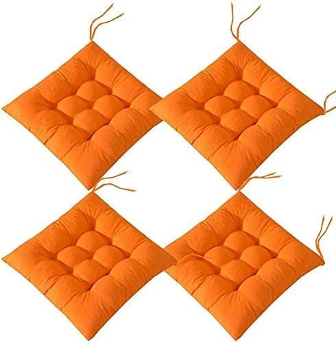 Chair Pads Set of 4 - Soft Seat Cushions with Ties for Dining Room, Garden, Patio & Kitchen - Comfortable Chair Cushions for Enhanced Seating Experience