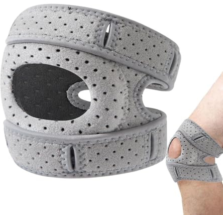 Generisch Patella Kniebandage, Verstellbarer Patellasehnenbandage, Patella Stabilisierende Knieorthese, Knee Support Für Sportler Männer Und Frauen, Stoßdämpfungsgurt Zum Seilspringen, Springen(Grau)
