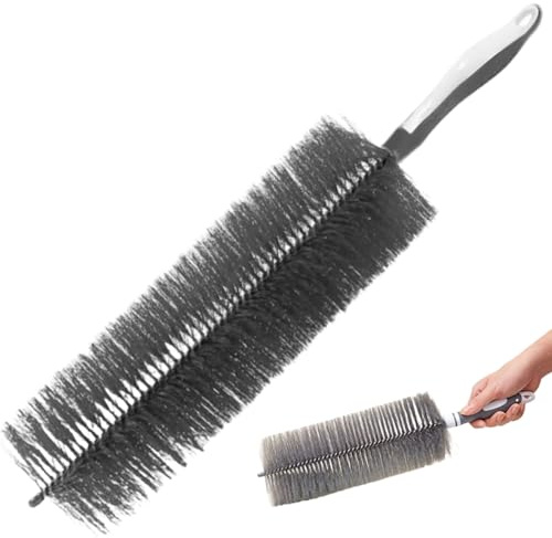 Flexible Fan Dusting Brush, Cooling Brush, No-Disassembly Cleaning, Bendable Cooling Cleaning Tool, Bendable Washable Reusable Air Dusting with Hanging Hole(Grey)