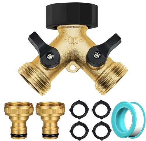 ChaneeHann Distributore a Y a 2 Vie, 3/4“ 2 Vie Raccordo a Y Distributore Rubinetto, con Rubinetto di Arresto Individuale - Adattatore 1/2” - per Lavatrice, Cucina, Giardino, Prato