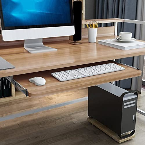 Plateau de clavier sous le bureau – Plateforme coulissante ergonomique réglable en hauteur décorative en bois de 60 cm en noyer pour la maison, le bureau et l'espace de travail