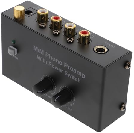POPETPOP Preamplificador Phono Mini Estéreo con Control para Tocadiscos Convertidor de Señal de Fonógrafo Línea Compatible con Amplificador de Sonido Alimentación