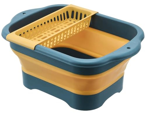 Secchio di pulizia pieghevole - vasca portatile, bacino pieghevole con scarico | Strumenti di lavaggio multiuso per cucina lavanderia da picnic per verdure all'aperto
