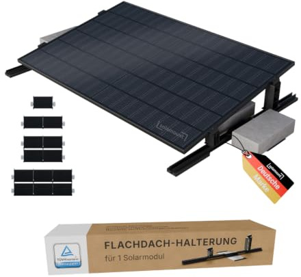 Solamount® | PV Flachdach Halterung ohne Bohren | Für 1 Modul | Schwarz | Flachdach oder Bodenmontage | Einfache Montage