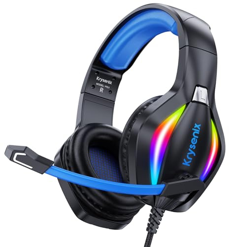 Generisch PG1 Wired Gaming Headset für PS4, PS5, PC, Switch, Xbox, Headset mit Mikrofon, Gaming Headset mit Mikrofon, Noise Cancelling Kopfhörer mit 3.5mm Klinke Schwarz Blau