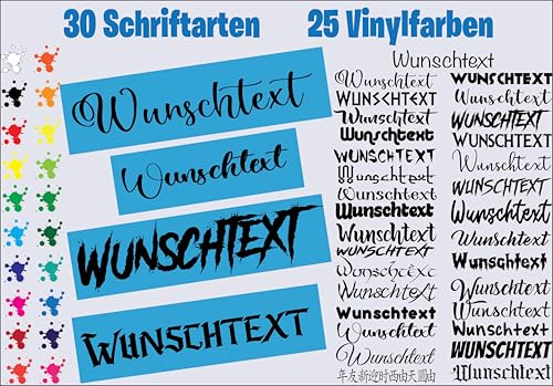 Aufkleber mit Wunschtext – Autoaufkleber Schriftzug – Sticker selbst gestalten – Buchstaben & Zahlen – wasserfest & UV-beständig