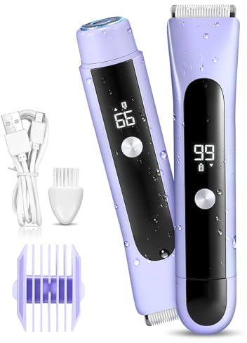 Lizoak 2-in-1 Damenrasierer & Intim-Trimmer, Doppelkopf Design, IPX7 Wasserdicht Nass/Trocken, Kabellos mit USB-C, Für Gesicht, Beine, Achseln & Bikinizone