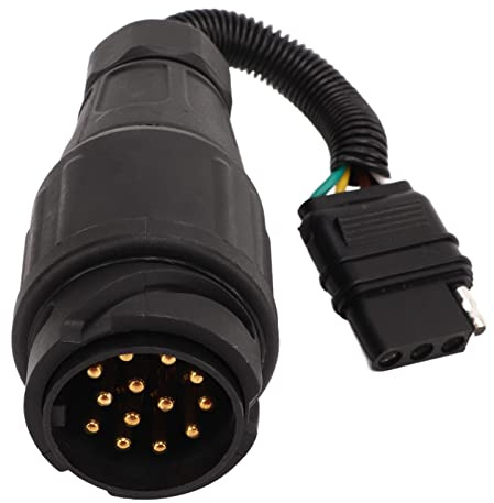 Segrehy Anhängerstecker Adapter - Konverter von EU 13-polig (Rund) auf US 4-polig (Flach), Robustes Kunststoffgehäuse, für Wohnmobile, Wohnwagen & Bootsanhänger
