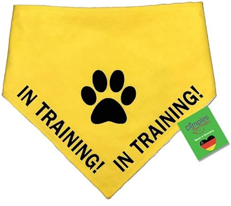 IM Training Hundehalstuch gelb als Hilfsmittel zum Hundetraining für Assistenzhunde und Schulhund geeignet - gelbes Warnhalstuch Bandana von Größe XXXS bis XXXL (40cm)