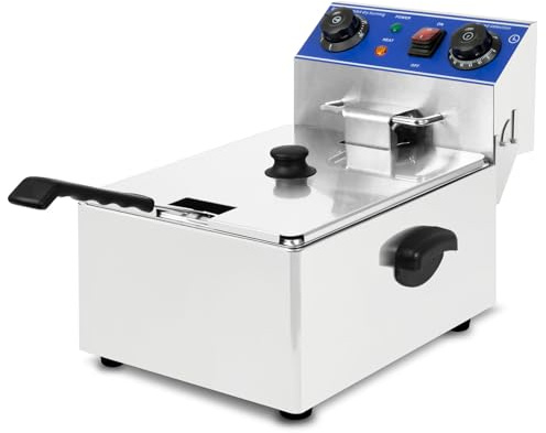 VERTES Friggitrice elettrica professionale 10L, 3000W, 230V, principio della zona fredda, temperatura 50-250°C, cestello di frittura, funzione di reset, acciaio inox, funzionamento ad olio