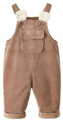 Salopette in Velluto a Coste per Bambini Piccoli e Ragazzi Pantaloni Morbidi con Spalline Regolabili per Abbigliamento Casual Elegante (C-Coffee, 12-18 Months)