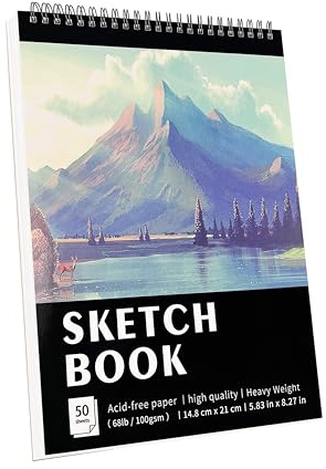 KINSPORY Carnet de croquis A5, Bloc de Croquis 100 g/m² - 21 × 14,8 cm