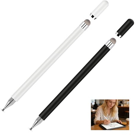 2 Pièces Stylet Tablette pour écrans Tactiles, 2 en 1 Universels Stylet Capacitif Universel Haute Précision Stylo Haute Précision et Sensibilité Stylo Telephone Portable pour Smartphones et Tablettes