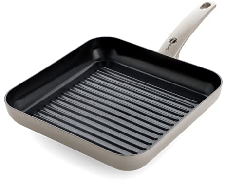 GreenPan Cambridge Rechteckige Grillfpanne (28 cm), gesunde keramische Antihaftbeschichtung, PFAS-frei, induktionsgeeignet, spülmaschinengeeignet, Bronze