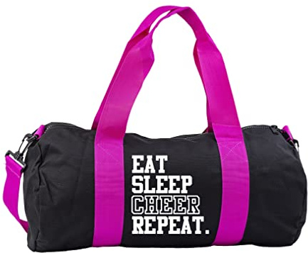 Hippowarehouse Eat Sleep Cheer Repeat Cheerleading Gymwear Gym Duffle Cylinder Uniform Kit Bag 50 x 25 x 25cm 20 litres